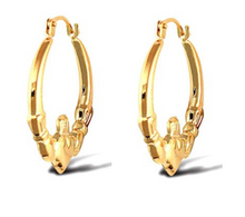 Load image into Gallery viewer, 9ct Yellow Gold Claddagh Creole Hoop Earrings Solid 9K Gold Earrings -*NEW*
