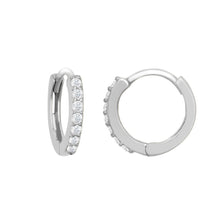 Load image into Gallery viewer, 9ct White Gold Simulated Diamond Huggie Hoop Cuff Earrings - SOLID 9ct GOLD
