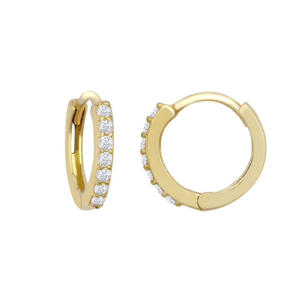 9ct Yellow Gold Simulated Diamond Huggie Hoop Cuff Earrings - SOLID 9ct GOLD