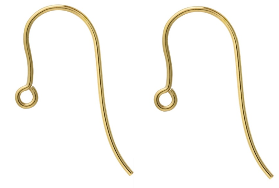 9ct Yellow Gold Hook Earring Pair Jewellery Wires Earring Fasteners x Pair