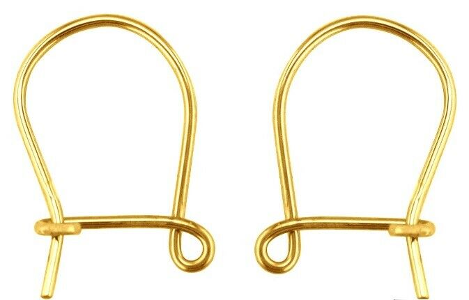 18ct Yellow Gold Plain Safety Ear Hook Wires for Earrings - Yellow Gold 1 x Pair