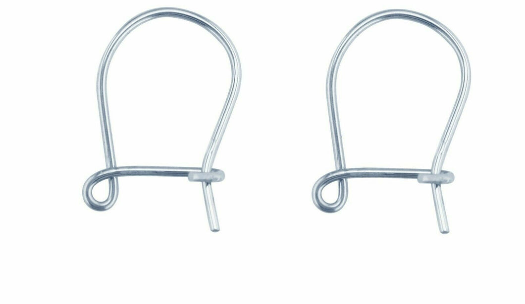 White Gold Safety Ear Hook Wires 9ct Gold for Earrings - White Gold 1 x Pair