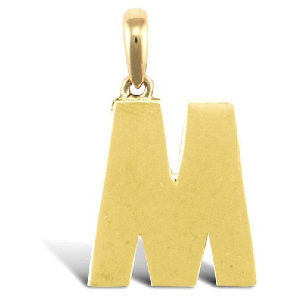 INITIAL M 9CT GOLD PENDANT SOLID GOLD LETTER INITIAL 9CT YELLOW GOLD