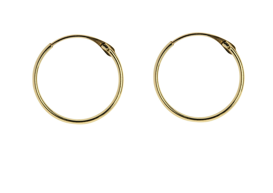 9ct Gold Creole Hoop Earrings 13mm - Yellow Gold